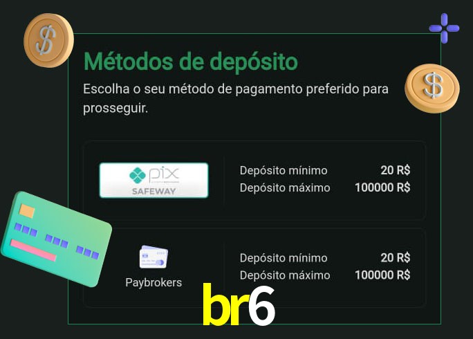 O cassino br6 oferece uma grande variedade de métodos de pagamento
